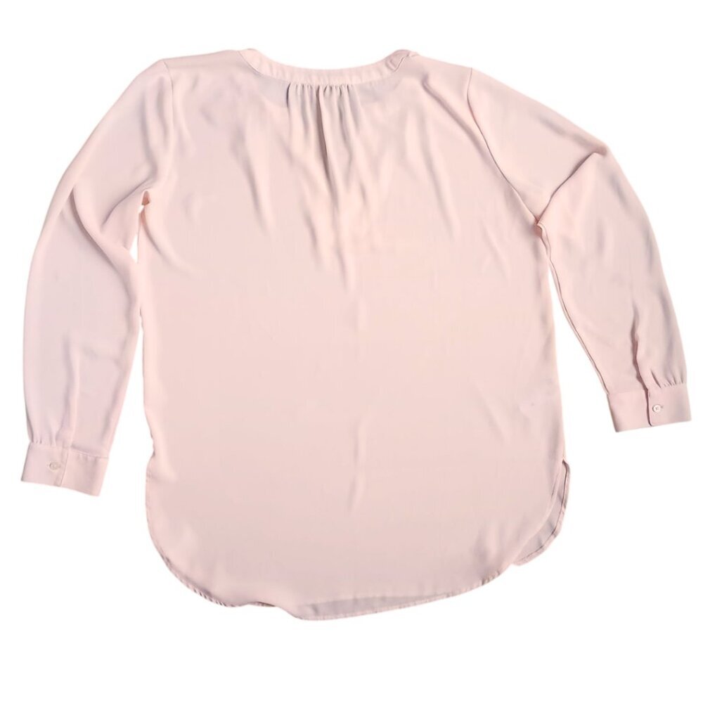 LOFT Pale Pink Pleated Back Long Sleeve Blouse - Size M - Picture 2 of 7